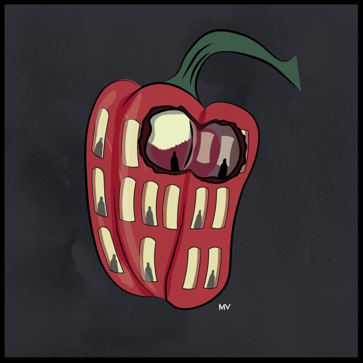 Illustration d'un habitat poivron dévoré